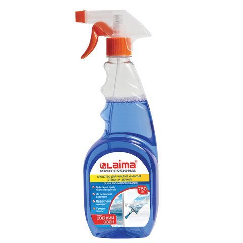 Средство для мытья стекол и зеркал 750 мл, LAIMA PROFESSIONAL, свежий озон, распылитель, 602301 
