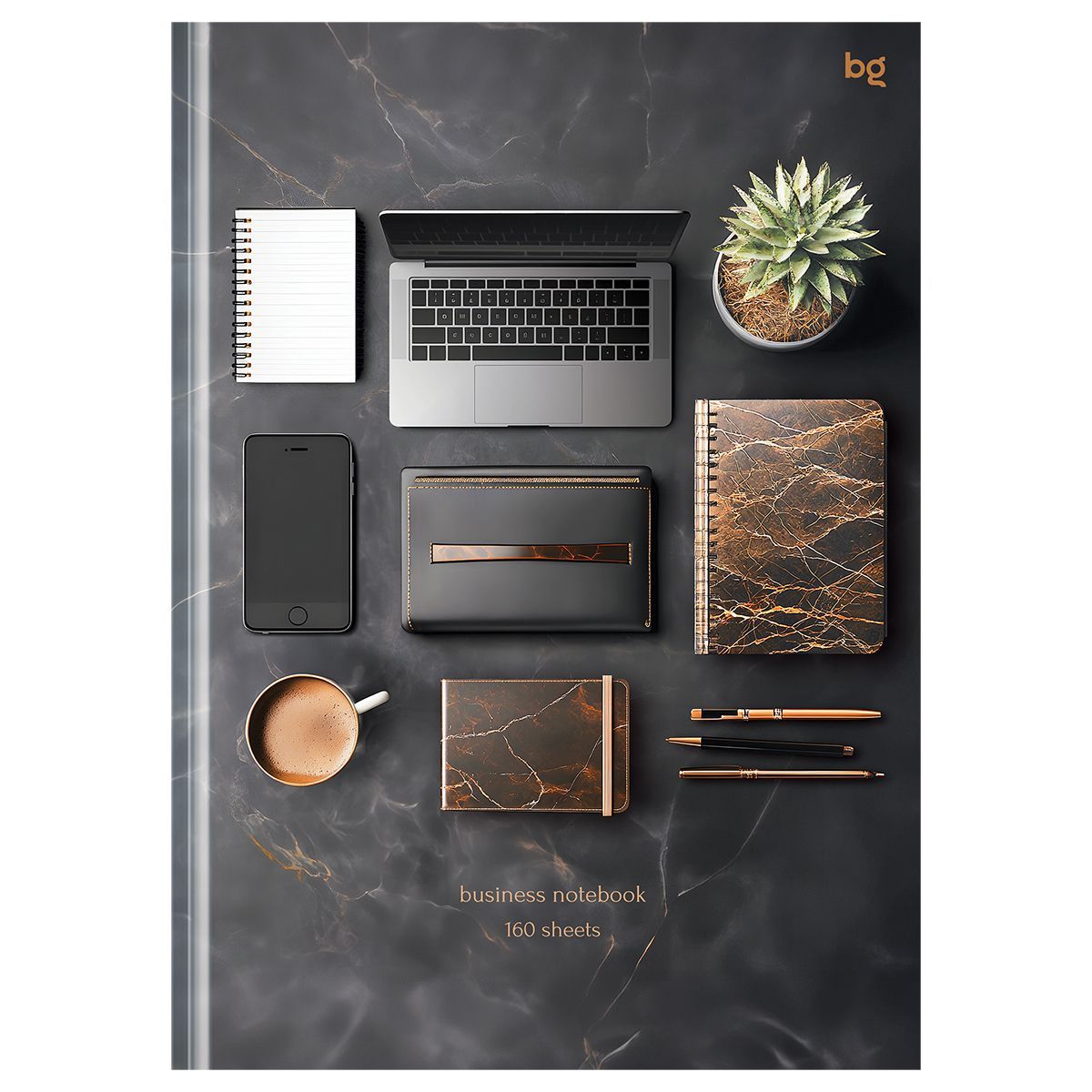 Бизнес-блокнот А5, 160л., евроформат, BG "Рабочий стол", глянцевая ламинация