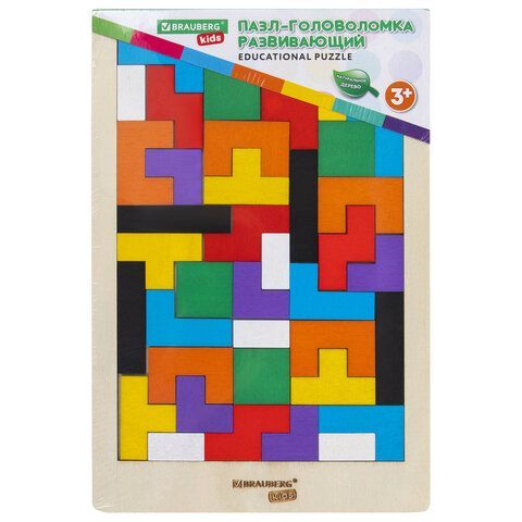 Головоломка развивающая деревянная "Тетрис", цветной, 18х27 см., BRAUBERG KIDS, 665262