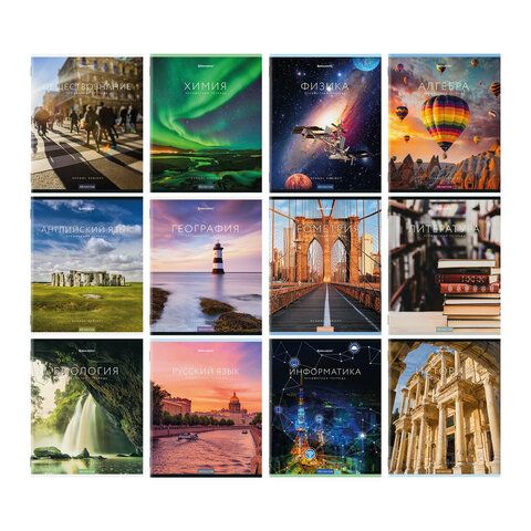 Тетради предметные, КОМПЛЕКТ 12 ПРЕДМЕТОВ, КЛАССИКА NEW, 48 л., обложка картон, BRAUBERG, 404322