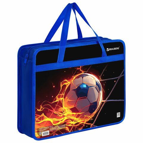 Папка на молнии с ручками BRAUBERG А4, 1 отделение, пластик, 80 мм, "Burning ball", 273373