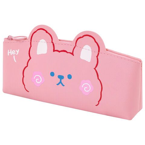 Пенал ЮНЛАНДИЯ ЮНИОР, 1 отделение, искусственная кожа, Pink bear, 20х9х7 см, 273818