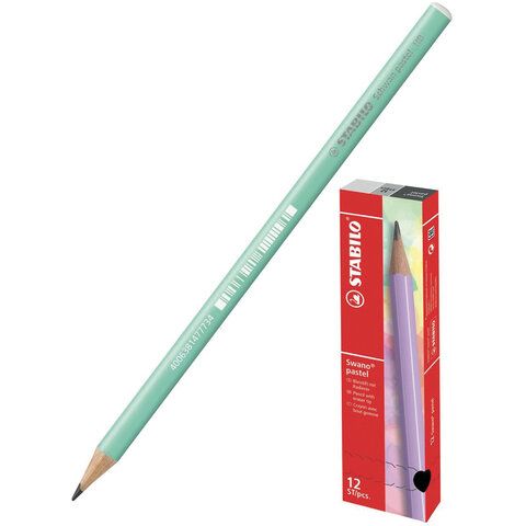 Карандаш чернографитный STABILO, 1 шт., "Schwan Pastel", HB, корпус пастельный зеленый, 421/HB-2