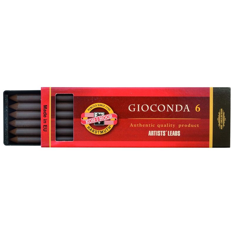 Сепия Koh-I-Noor "Gioconda", коричневая темная, стержень, 5,6мм, 6шт., пластик короб