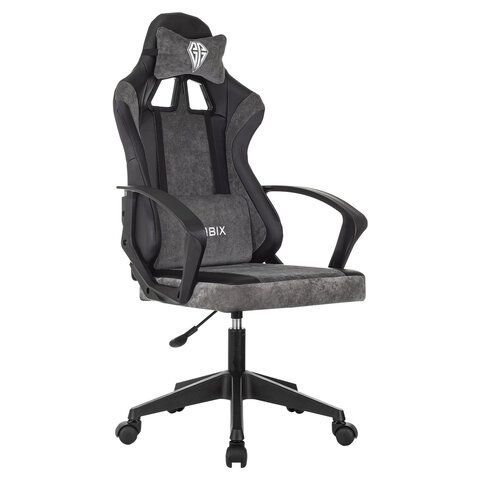 Кресло компьютерное BRABIX ''Forcer GM-127'', 2 подушки, экокожа/велюр, черное/серое, 533216