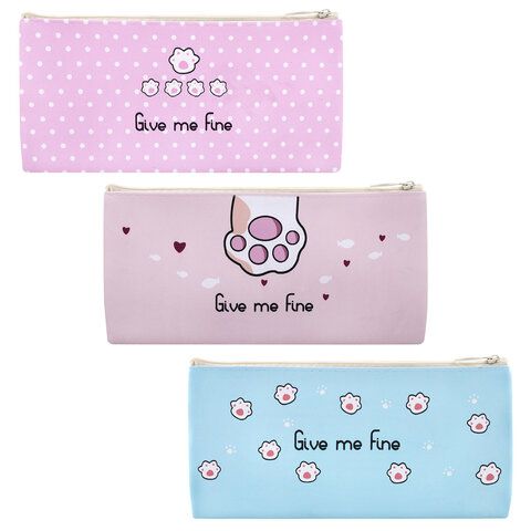 Пенал-конверт ПИФАГОР, 1 отделение, ПВХ, ассорти Pawesome, 22х10 см, 273825