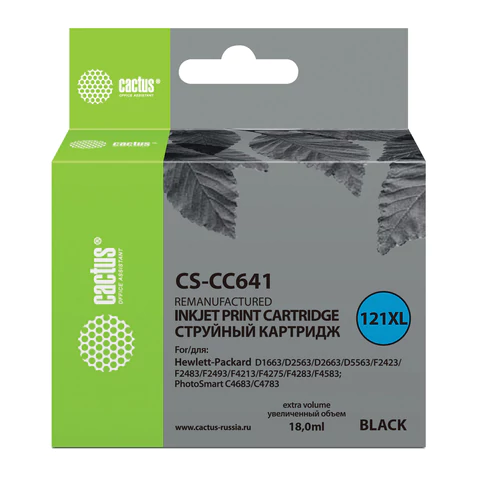 Картридж струйный CACTUS (CS-CC641) для HP Deskjet D2500/2530/F4200, черный