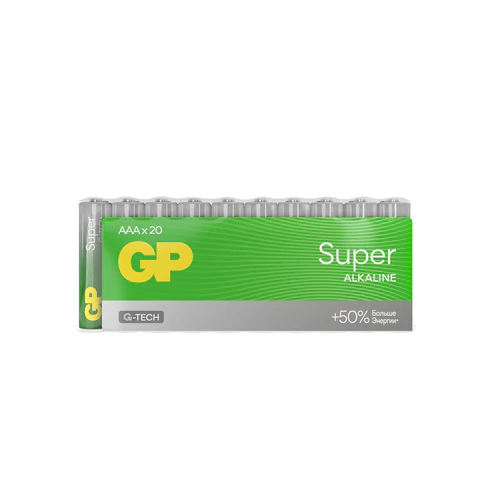 Батарейки GP Super, AAA (LR03, 24А), алкалиновые, мизинчиковые, КОМПЛЕКТ 20 шт., 24A-2CRVS20, GP 24A-2CRVS20
