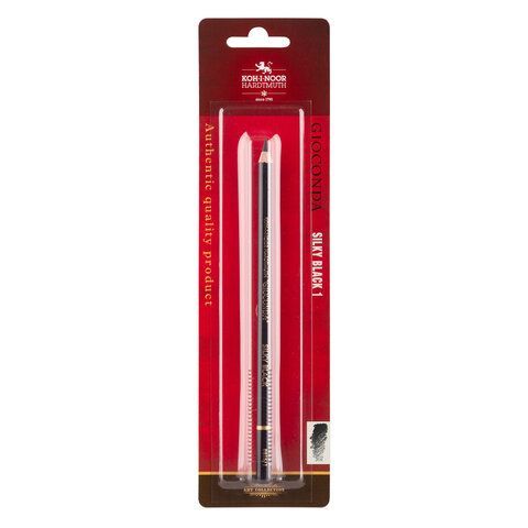 Карандаш цветной KOH-I-NOOR, 1 шт., "Gioconda" SILKY черный матовый, B, блистер, 8815001002BL