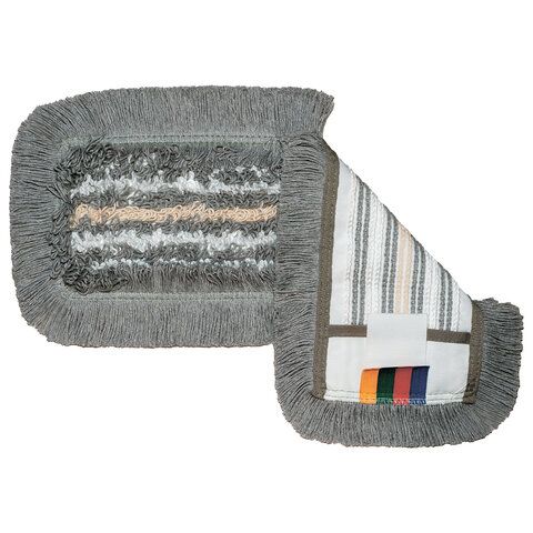 Насадка МОП плоская 40 см, VILEDA "ТриоПлюс Комби", уши (ТИП УВ) микрофибра / хлопок, серый, 167295