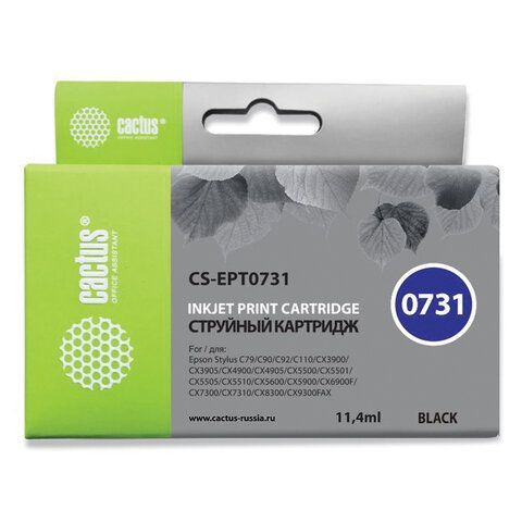 Картридж струйный CACTUS (CS-EPT0731) для EPSON Stylus С79/СХ3900/4900/5900/7300, черный Картридж струйный CACTUS (CS-EPT0731) для EPSON Stylus С79/СХ3900/4900/5900/7300, черный