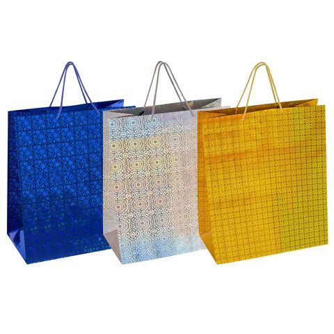 Пакет подарочный 49x40x19см (XXL) НАБОР 3шт, голография, ассорти, ЗОЛОТАЯ СКАЗКА, 609738