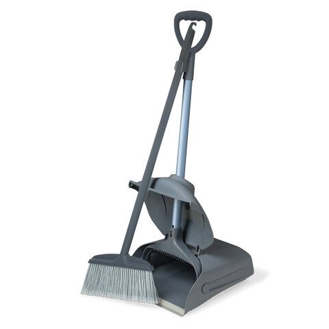 Совок для мусора закрывающийся + щетка, на рукоятках 94 см (помещение/улица) LAIMA PROFESSIONAL, 601508