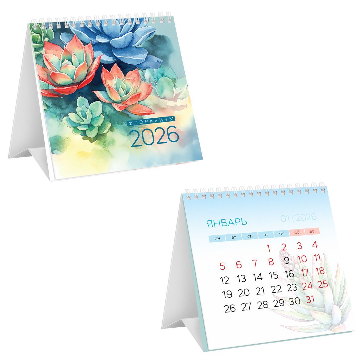 Календарь-домик, 100*100 мм BG "Флорариум", на гребне, 2026г.