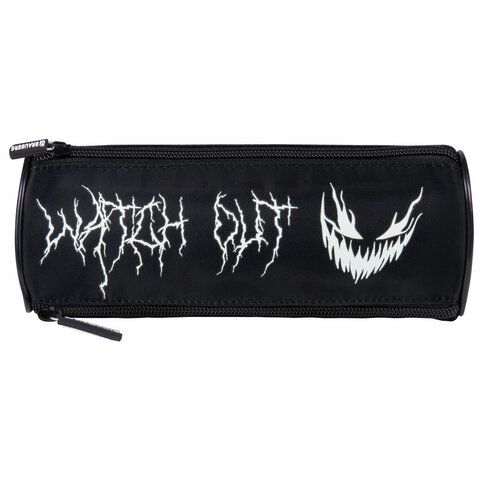 Пенал BRAUBERG, 3 отделения, нейлон, 21х7х7см, Scary face, 272308