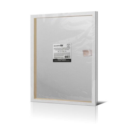 Холсты на подрамнике, набор 2 штуки BRAUBERG ART BASIC 40*50 см, 280 г/м2, хлопок, грунт, 192673
