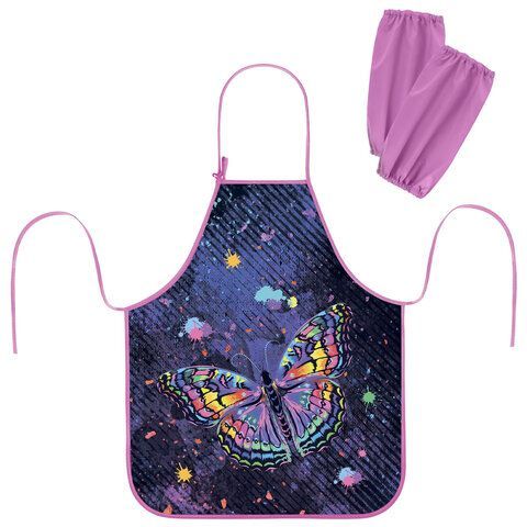 Фартук с нарукавниками для уроков труда ЮНЛАНДИЯ, регулировка по росту, 46х54 см, Colorful butterfly, 273763