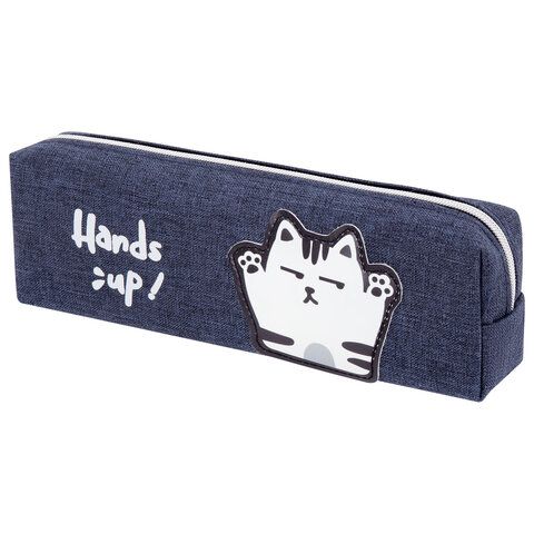 Пенал ЮНЛАНДИЯ, 1 отделение, полиэстер, "Cat", синий, 19х4х6 см, 270278