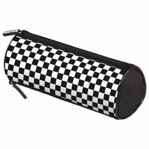Пенал мягкий BRAUBERG, 3 отделения, нейлон, 21х7х7 см, Black&white, 273582