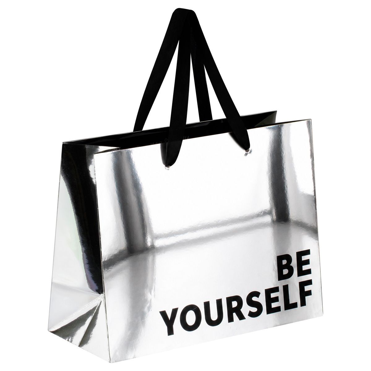 Пакет подарочный 23*18*10см MESHU "Be yourself", голографический картон, матовая ламинация