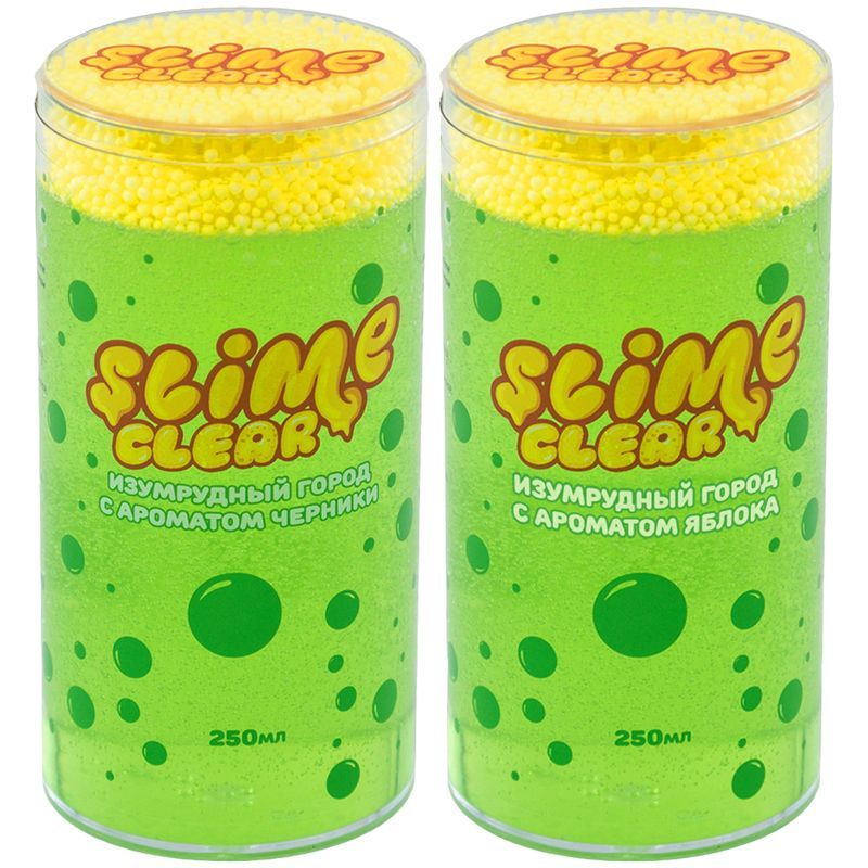 Слайм Slime "Clear-slime. Изумрудный город", зеленый, с пенопласт. шариками, аромат ассорти, 250г Слайм Slime "Clear-slime. Изумрудный город", зеленый, с пенопласт. шариками, аромат ассорти, 250г
