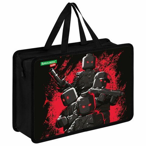 Папка на молнии с ручками BRAUBERG KIDS А4, 1 отделение, пластик, 100 мм, "Terrible fighters", 273377