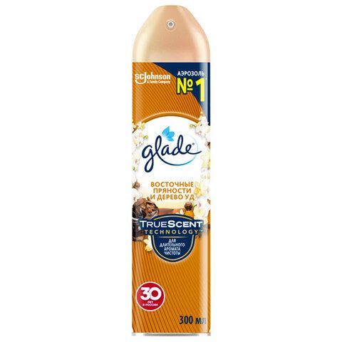 Освежитель воздуха аэрозольный 300мл GLADE "Восточные пряности и дерево уд", ш/к 3362, 864956 