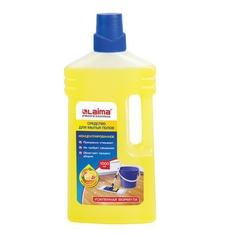 Средство для мытья пола 1 л, LAIMA PROFESSIONAL концентрат, "Цитрусовый микс", усиленная формула, 604795 