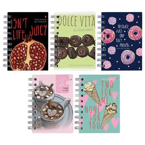 Блокнот МАЛЫЙ ФОРМАТ А6, 160 л., гребень, ламинированный картон, клетка, Альт, (5 видов), 3-160-010/02