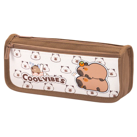 Пенал мягкий BRAUBERG KIDS, 2 отделения, полиэстер, "Веселые капибары", 22x10x6 см, 274582