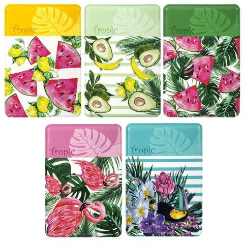 Обложка-карман для проездных документов, карт, пропусков "Tropic", 100х65 мм, ПВХ, фотопечать ассорти, STAFF, 237595