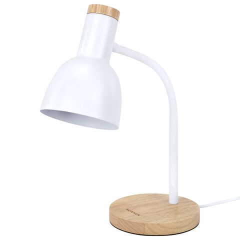Настольная лампа светильник SONNEN BR-372, на подставке, лампочка в ПОДАРОК!, E27, белый, 40см, 238447
