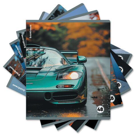 Тетрадь обложка пластик, А5, 48 л., скоба, клетка, ERICH KRAUSE, "Rain Drive" (микс в спайке), 63377