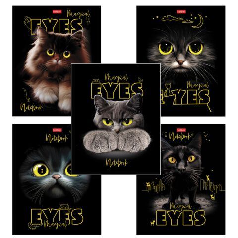 Тетрадь А5 48 л., HATBER скоба, клетка, матовая ламинация, 3D-лак, "Волшебные глаза" (микс), 088313, 48Т5лолВ1