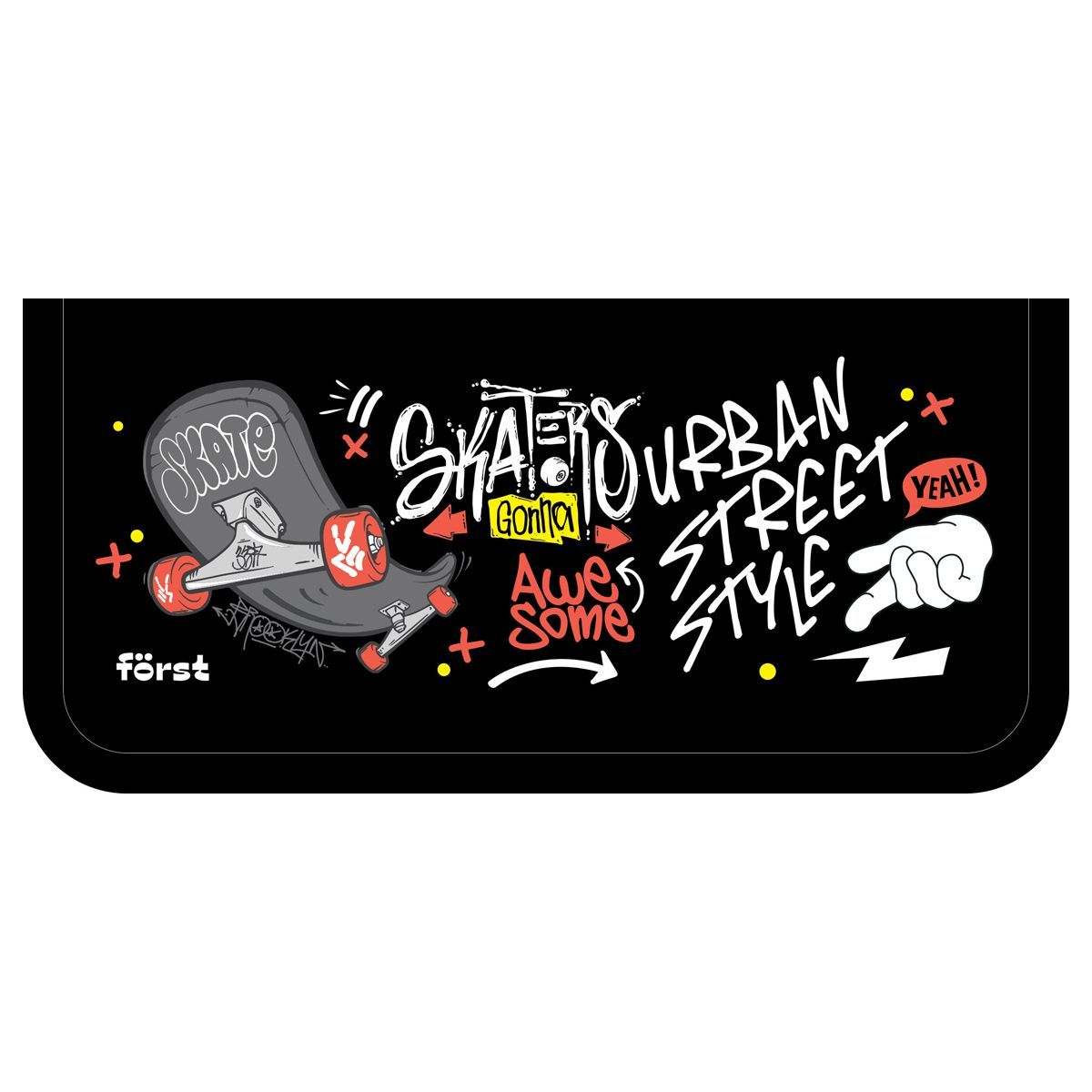 Пенал 1 отделение, 190*110 Först "Skateboard" (Скейтборд), ламинированный картон
