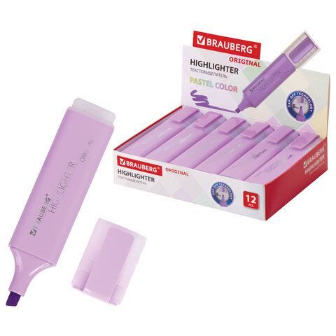Текстовыделитель BRAUBERG "ORIGINAL PASTEL", ЛАВАНДОВЫЙ, линия 1-5 мм, 151695