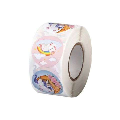 Наклейки декоративные в рулоне "Единороги", диаметр 25 мм, 500 шт, CENTRUM, 81249