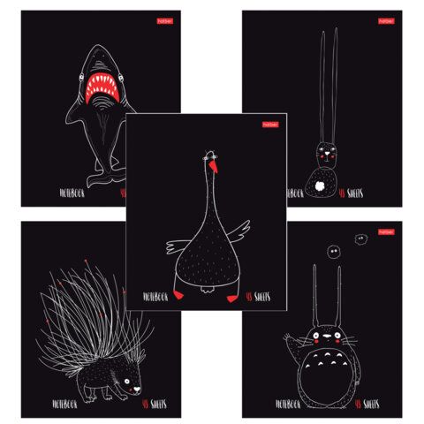 Тетрадь А5 48 л., HATBER скоба, клетка, обложка картон, "Нескучные герои" (микс в спайке), 088361, 48Т5В1