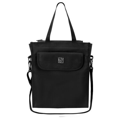 Сумка шоппер BRAUBERG KIDS для дополнительных занятий, с дополнительными карманами, плечевой ремень, черный, 274652