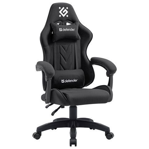 Кресло компьютерное DEFENDER Breeze, 2 подушки, ткань, черное, ш/к 25749, 64299