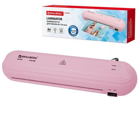 Ламинатор BRAUBERG ULTRA PM235P, РОЗОВЫЙ, формат A4, толщина пленки 60-150 мкм, скорость 30 см/мин, 532186