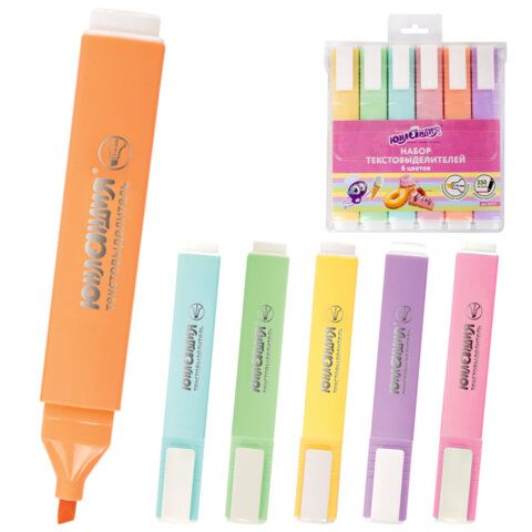 Набор текстовыделителей ЮНЛАНДИЯ 6 шт., АССОРТИ, "COLORSTAR PASTEL", линия 1-4 мм, 151717