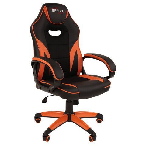 Кресло компьютерное BRABIX "Accent GM-161", TW/экокожа, черное/оранжевое, 532577, 7083505 Кресло компьютерное BRABIX "Accent GM-161", TW/экокожа, черное/оранжевое, 532577, 7083505
