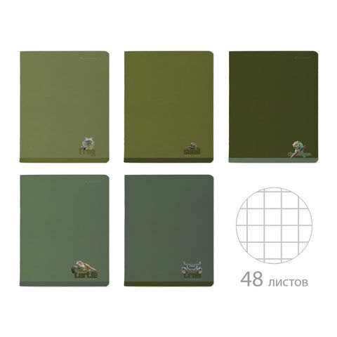 Тетрадь А5 48л. BRUNO VISCONTI скоба, клетка, Soft Touch, VERDE.ANIMALS (5 видов), 7-, 7-48-1373