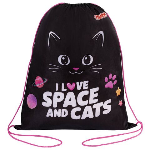 Мешок для обуви ПИФАГОР, 1 отделение, 42х34 см, Dark kitten, 273419