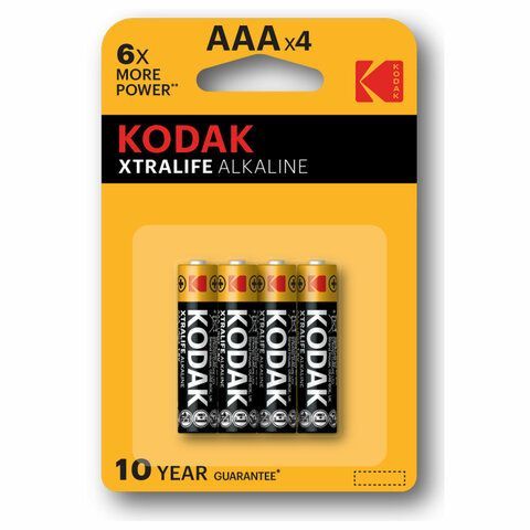 Батарейки алкалиновые "мизинчиковые" КОМПЛЕКТ 4 шт., KODAK Xtralife Alkaline, ААА (LR03,15А), блистер, Б0014329 Батарейки алкалиновые "мизинчиковые" КОМПЛЕКТ 4 шт., KODAK Xtralife Alkaline, ААА (LR03,15А), блистер, Б0014329