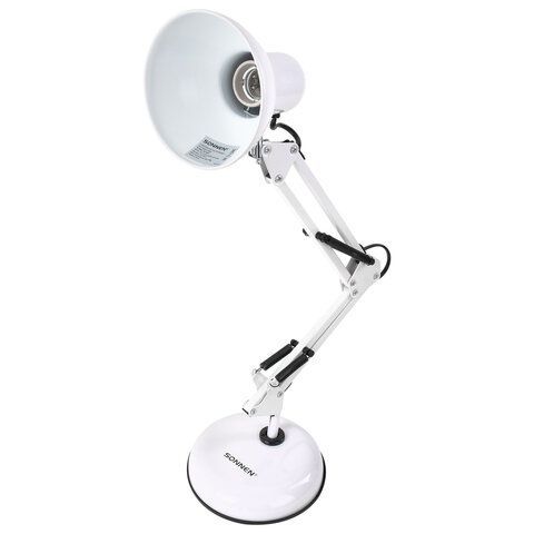 Настольная лампа-светильник SONNEN TL-005, подставка, 40 Вт, Е27, белый, высота 50 см, 237647