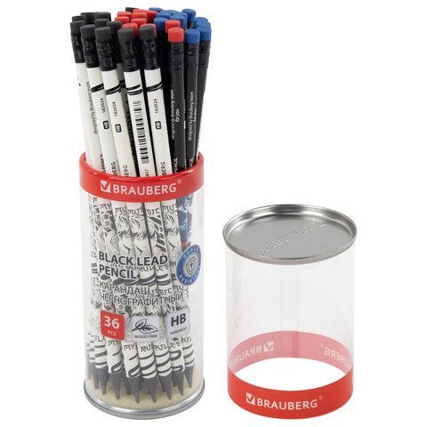 Карандаш чернографитный с принтом BRAUBERG "MANGA", 1 шт, HB,с ластиком, корпус ассорти, 182024