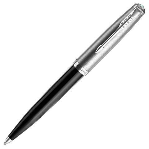 Ручка шариковая PARKER "51 Core Black CT M", корпус черный, серебристые детали, черная, 2123493