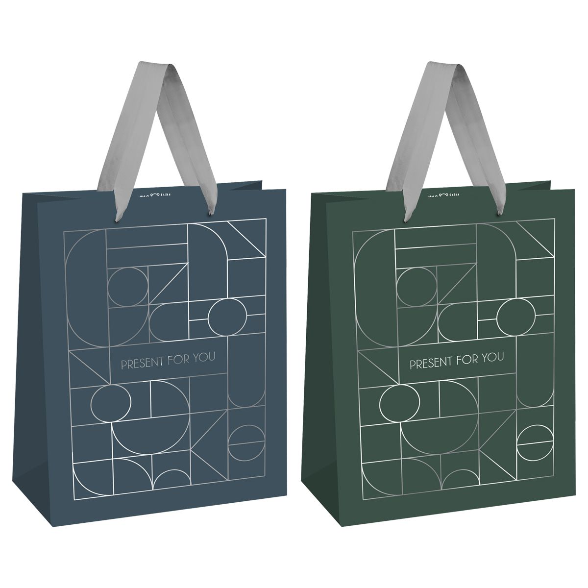 Пакет подарочный 18*23*10см MESHU "Strict lines", фольга, матовая ламинация, ассорти